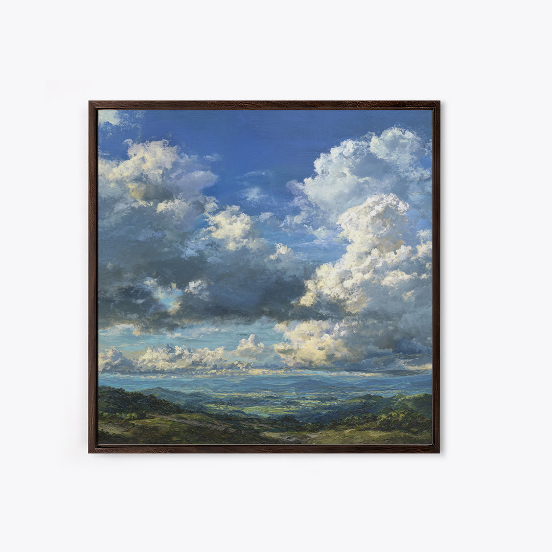 Dramatic Cloudscape over a Distant Valley Canvas Print, Above Sofa Art, Modern Decor, Living Room Decor, Fine Art, Statement, ASA-1x1-77