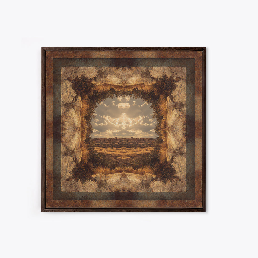 Desert Mesa Panorama Canvas Print, Above Sofa Art, Bauhaus Print, Living Room Decor, Fine Art, Statement, Textured Painting, ASA-1x1-92