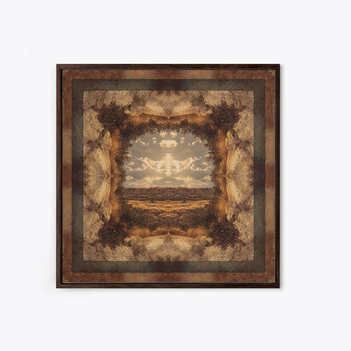 Desert Mesa Panorama Canvas Print, Above Sofa Art, Bauhaus Print, Living Room Decor, Fine Art, Statement, Textured Painting, ASA-1x1-92