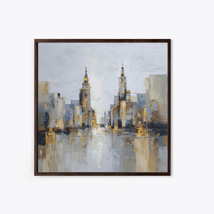 Quiet City Skyline Reduced to Elegant Shapes Canvas Print, Above Sofa Art, Floral Wall Art, Living Room Decor, Abstract Art, ASA-1x1-94