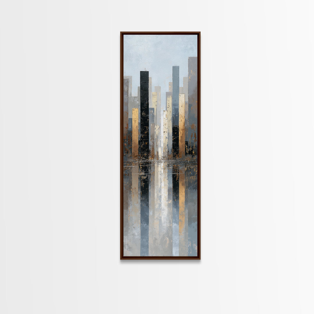 Quiet City Skyline Reduced to Elegant Shapes Canvas Print, Above Sofa Art, Wall Art Print, Living Room Decor, Abstract Art, ASA-1x3-10