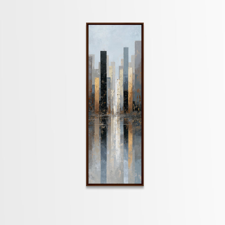 Quiet City Skyline Reduced to Elegant Shapes Canvas Print, Above Sofa Art, Wall Art Print, Living Room Decor, Abstract Art, ASA-1x3-10