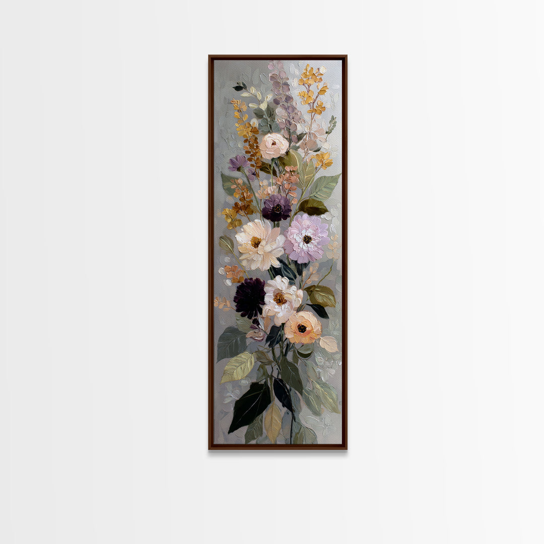 Large Expressive Floral Bouquet Canvas Print, Above Sofa Art, Above Bed Decor, Living Room Decor, Oil Painting, Statement, ASA-1x3-18