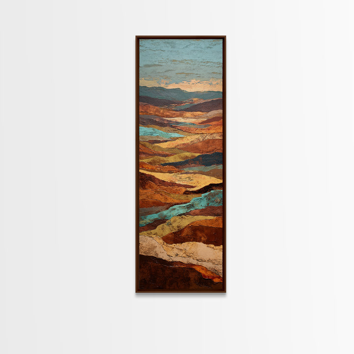 Abstract Canyon Landscape Framed Canvas Print, Above Sofa Art, Boho Decor, Living Room Decor, Oil Painting, Statement, ASA-1x3-19