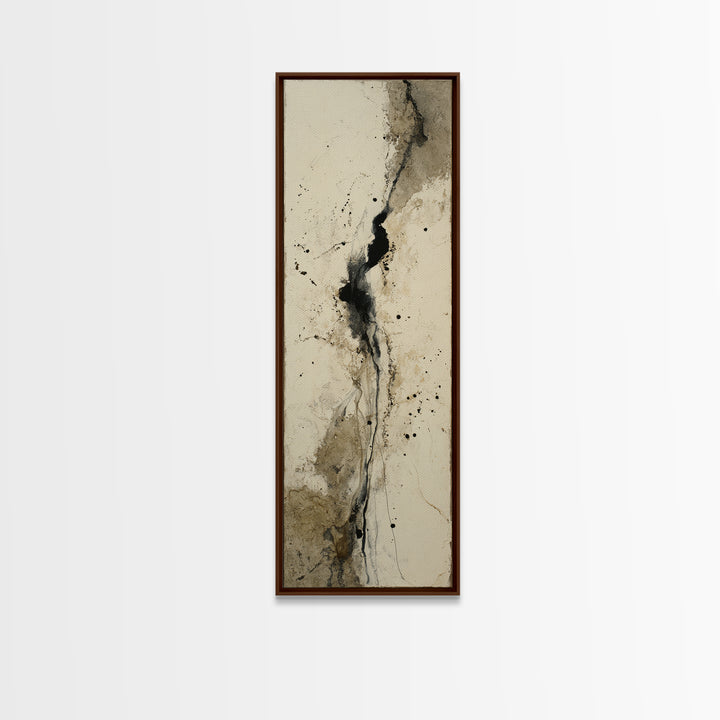 Minimal Black Ink Composition Framed Canvas Print, Above Sofa Art, Botanical Wall Art, Living Room Decor, Fine Art, Statement, ASA-1x3-20