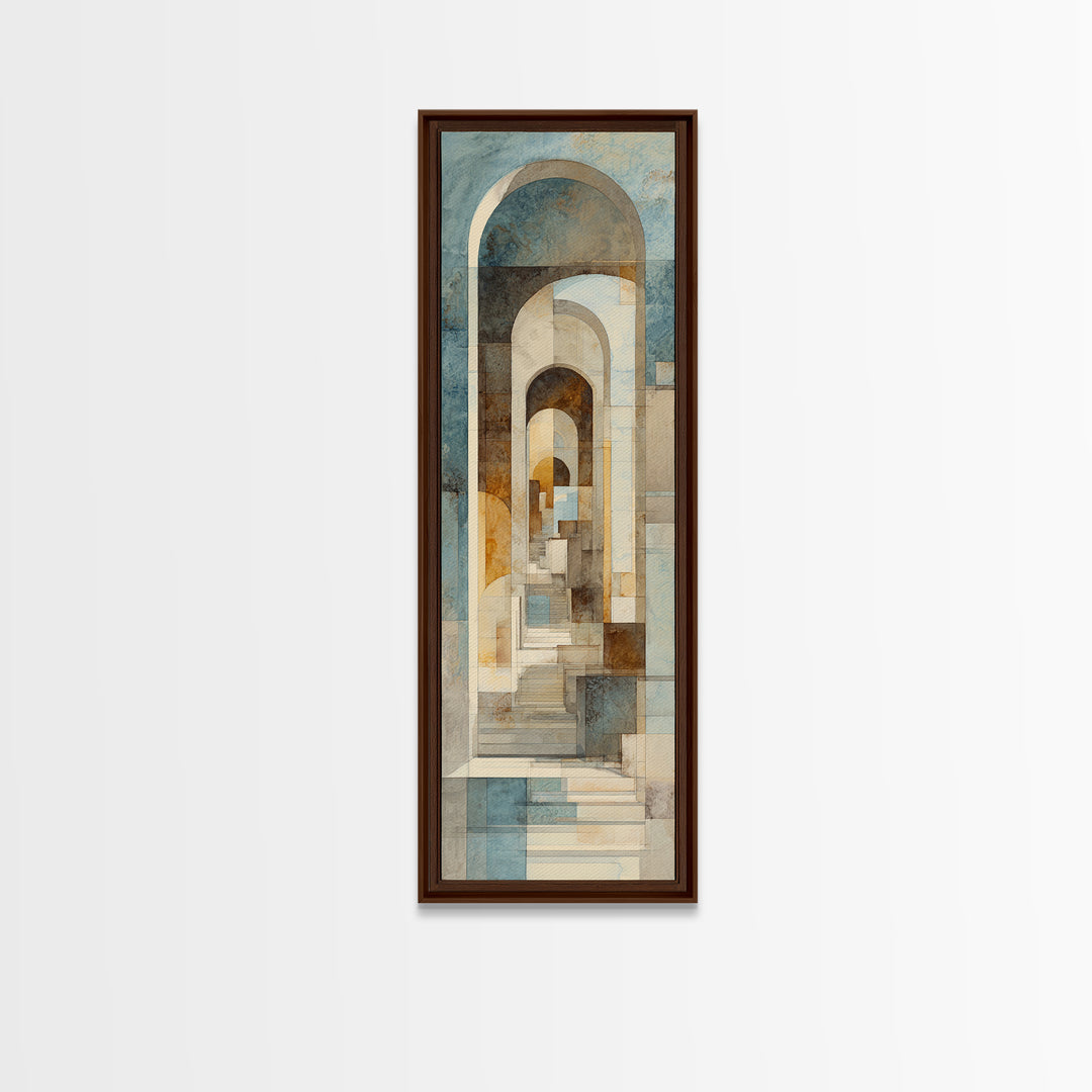Architectural Arch Study Canvas Print, Above Sofa Art, Japandi Wall Art, Living Room Decor, Watercolor Art, Statement, ASA-1x3-21