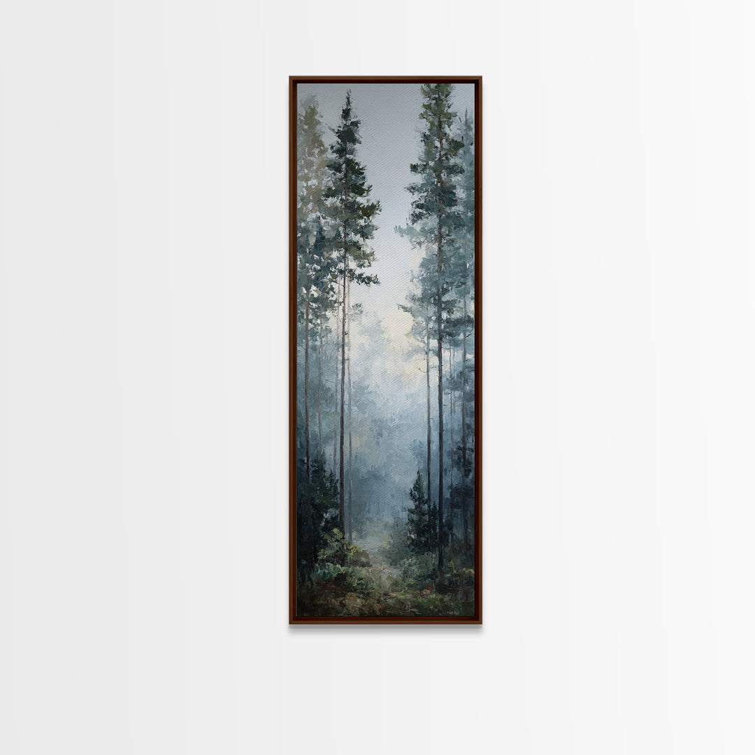 Modern Scandinavian Forest Framed Canvas Print, Above Sofa Art, Neutral Decor, Living Room Decor, Fine Art, Statement, ASA-1x3-3