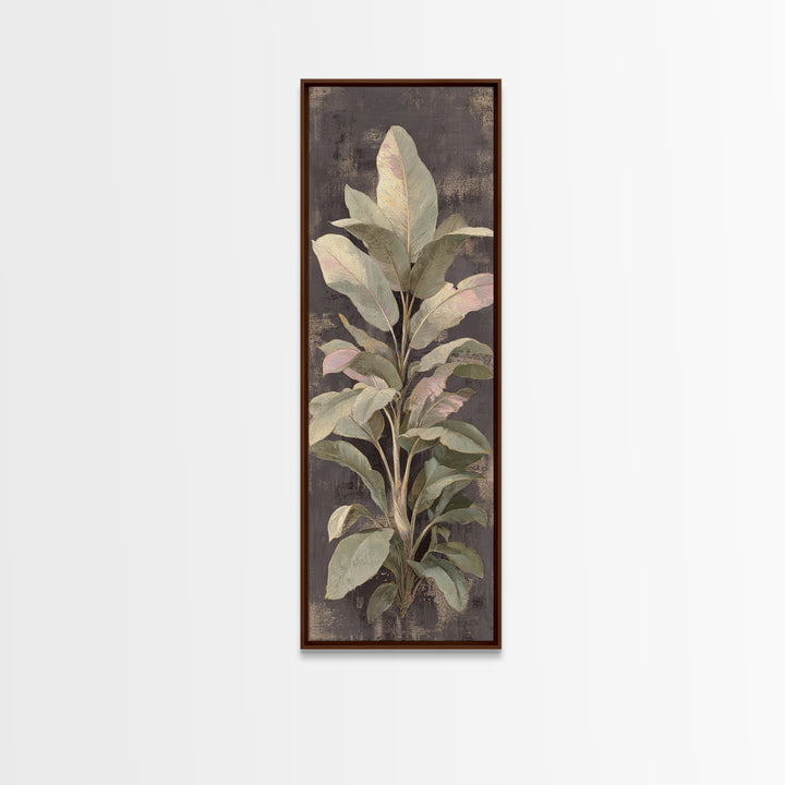 Large Botanical Leaves Canvas Print, Above Sofa Art, Living Room Decor, Oil Painting, Statement 333, Set of Wall Art, ASA-1x3-33