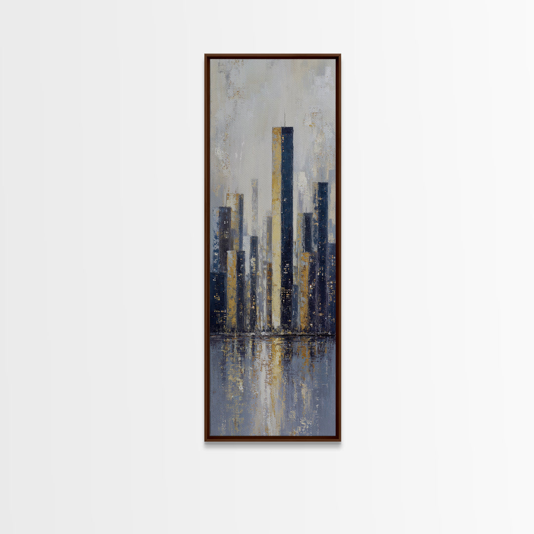 Quiet City Skyline Reduced to Elegant Shapes Canvas Print, Above Sofa Art, 3 Piece Wall Art, Living Room Decor, Statement, ASA-1x3-34