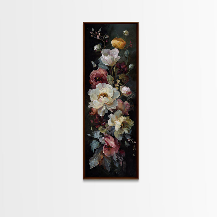 Large Expressive Floral Bouquet Canvas Print, Above Sofa Art, Above Bed Decor, Living Room Decor, Oil Painting, Statement, ASA-1x3-42