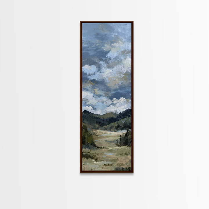 Wide Olive and Beige Meadow Panorama Framed Canvas Print, Above Sofa Art, Coastal Wall Art, Living Room Decor, Statement, ASA-1x3-46
