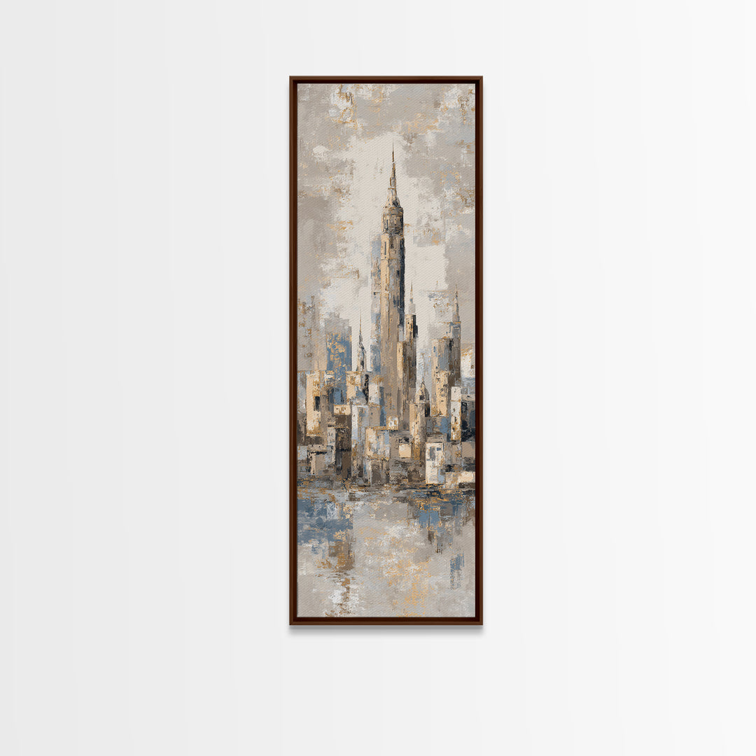 Quiet City Skyline Reduced to Elegant Shapes Canvas Print, Above Sofa Art, 3 Piece Wall Art, Living Room Decor, Statement, ASA-1x3-58