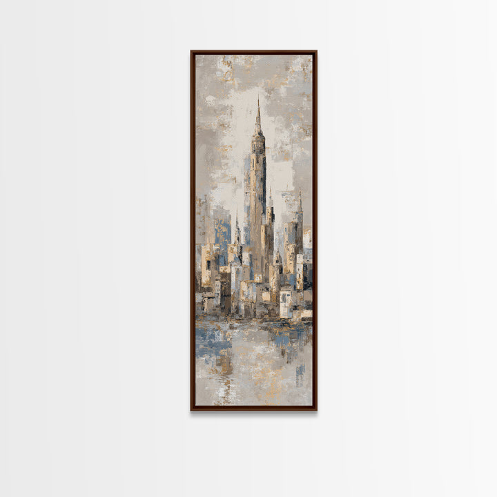 Quiet City Skyline Reduced to Elegant Shapes Canvas Print, Above Sofa Art, 3 Piece Wall Art, Living Room Decor, Statement, ASA-1x3-58