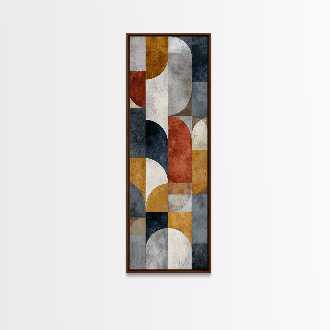 Bold Mid Century Geometric Forms Framed Canvas Print, Above Sofa Art, Home Decor, Living Room Decor, Abstract Art, Statement, ASA-1x3-64