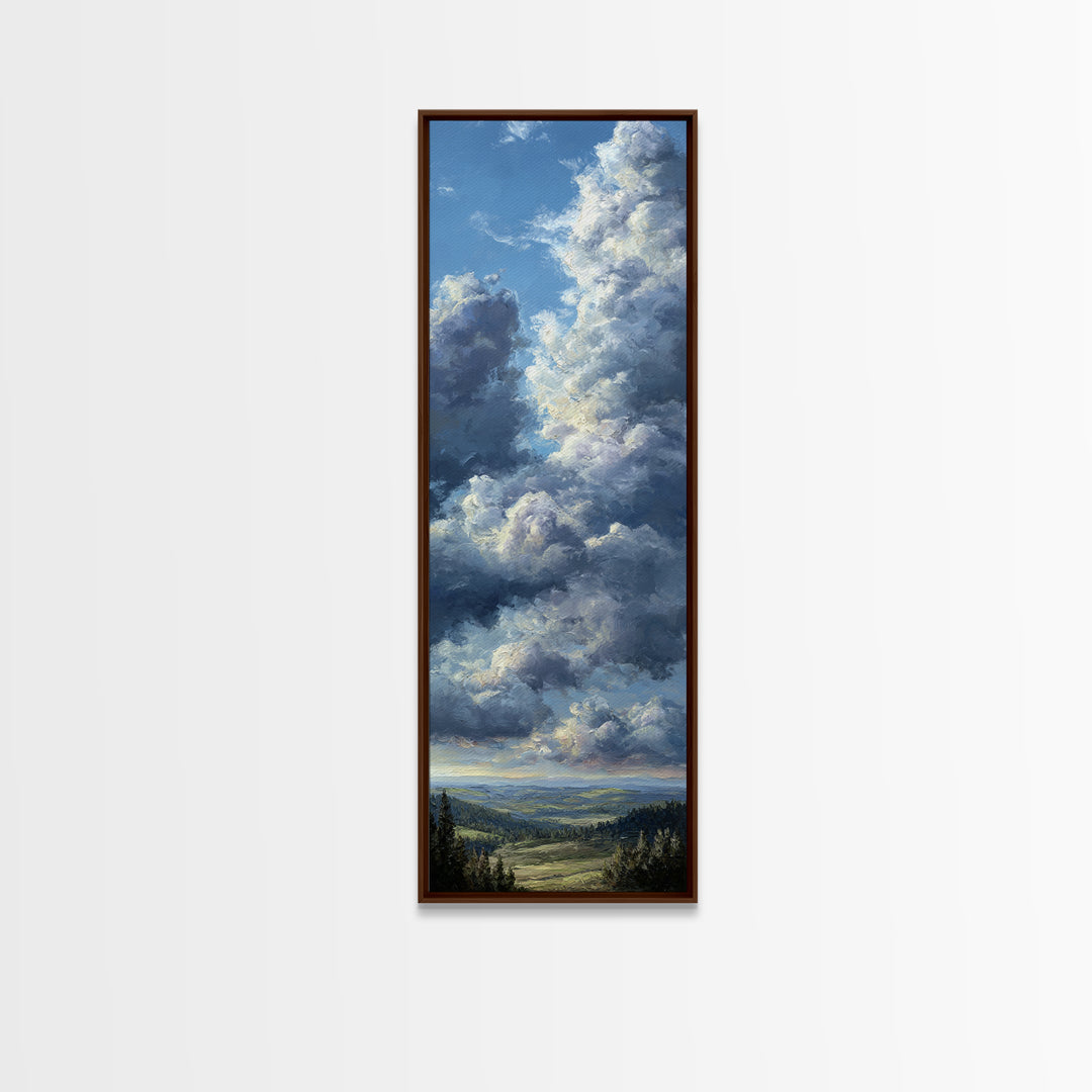 Dramatic Cloudscape over a Distant Valley Canvas Print, Above Sofa Art, Fine Art Print, Living Room Decor, Fine Art, Statement, ASA-1x3-65