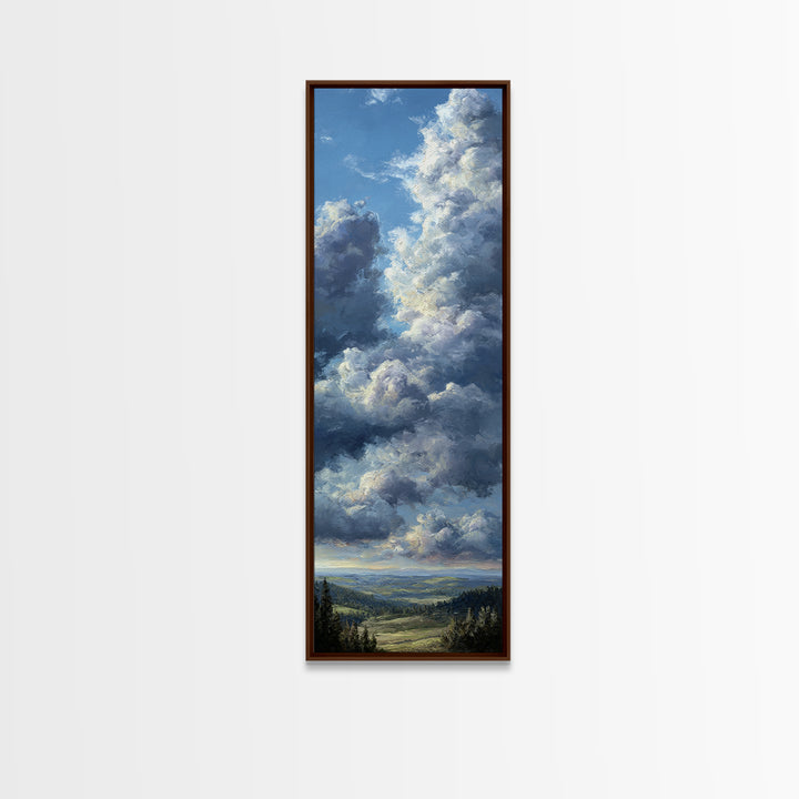Dramatic Cloudscape over a Distant Valley Canvas Print, Above Sofa Art, Fine Art Print, Living Room Decor, Fine Art, Statement, ASA-1x3-65