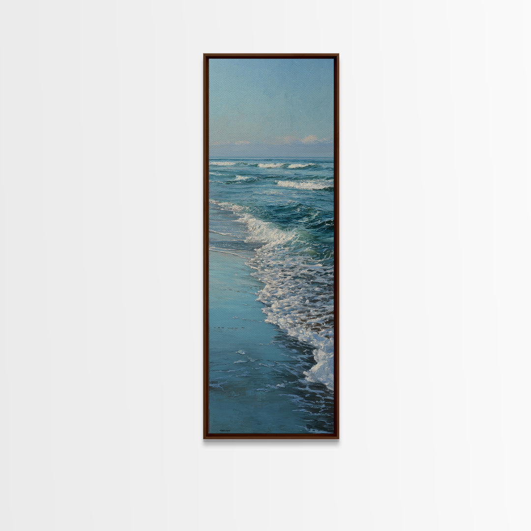 Moody Seascape at Twilight Canvas Print, Above Sofa Art, Mid Century Modern, Living Room Decor, Statement, Watercolor Painting, ASA-1x3-72