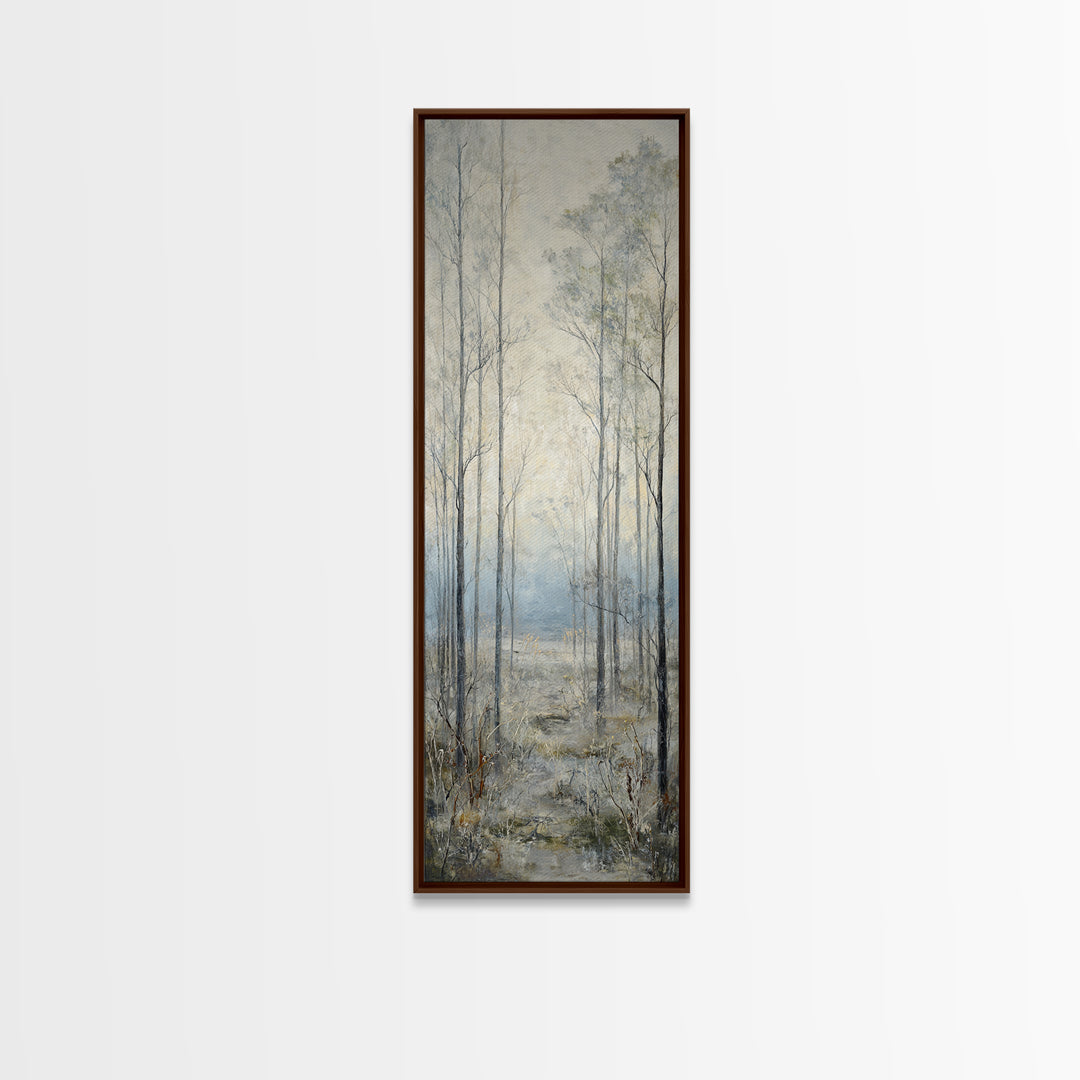 Modern Scandinavian Forest Framed Canvas Print, Above Sofa Art, Frame Tv Art, Living Room Decor, Oil Painting, Statement, ASA-1x3-75