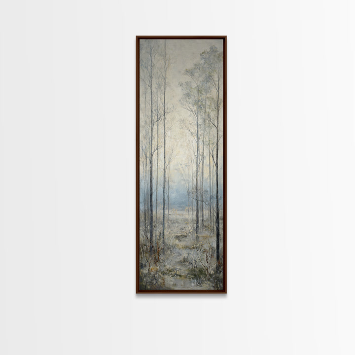Modern Scandinavian Forest Framed Canvas Print, Above Sofa Art, Frame Tv Art, Living Room Decor, Oil Painting, Statement, ASA-1x3-75