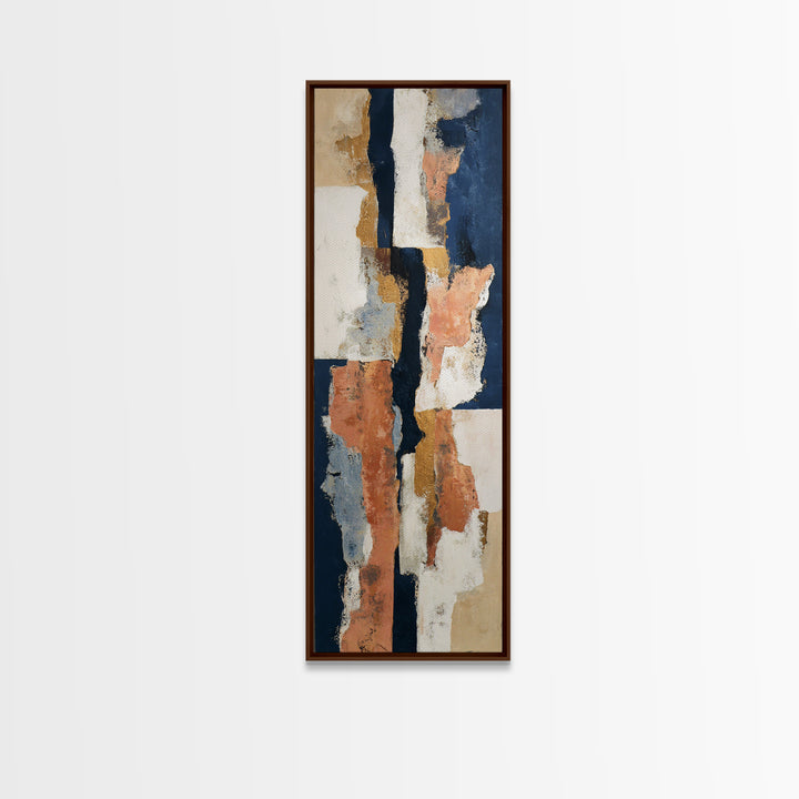 Bold Navy and Ivory Abstract Brushwork Canvas Print, Above Sofa Art, Floral Wall Art, Living Room Decor, Abstract Art, ASA-1x3-78