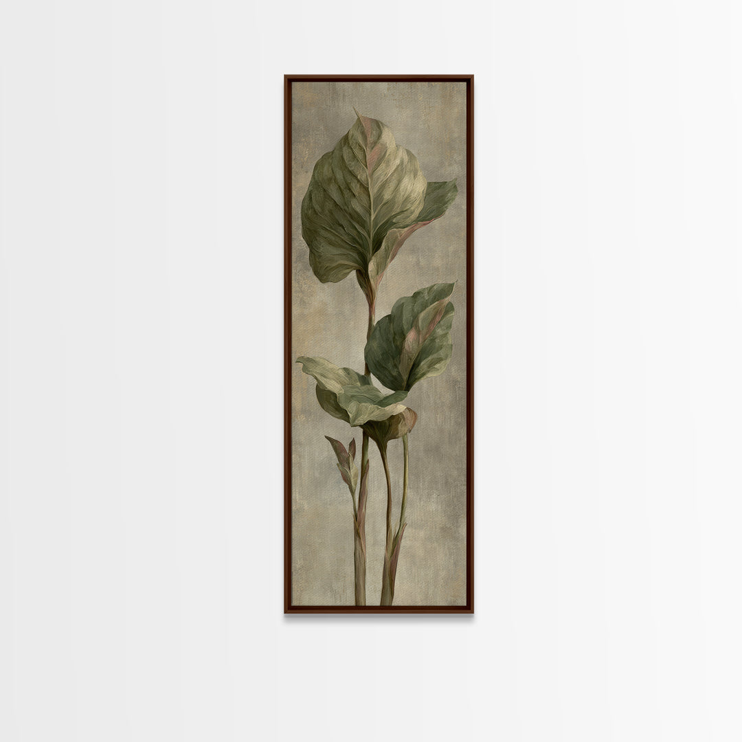 Large Botanical Leaves Canvas Print, Above Sofa Art, Framed Wall Art, Living Room Decor, Statement, Living Room Wall Art, ASA-1x3-81