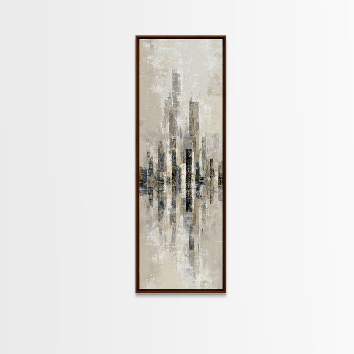 Quiet City Skyline Reduced to Elegant Shapes Canvas Print, Above Sofa Art, Coastal Decor, Living Room Decor, Statement, ASA-1x3-82