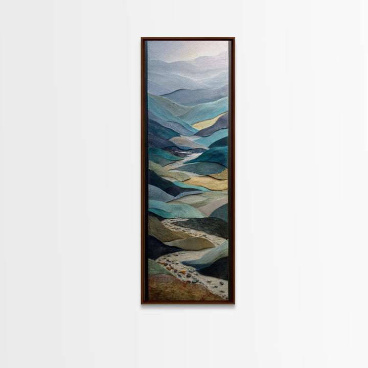 Abstract River Bends Framed Canvas Print, Above Sofa Art, Textured Wall Art, Living Room Decor, Abstract Art, Statement, ASA-1x3-83