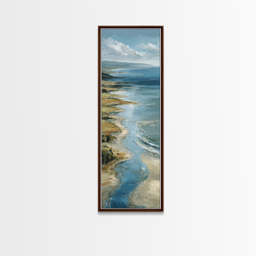 Panoramic Coastal Shoreline from an Aerial View Canvas Print, Above Sofa Art, Oversized Wall Art, Living Room Decor, Statement, ASA-1x3-87