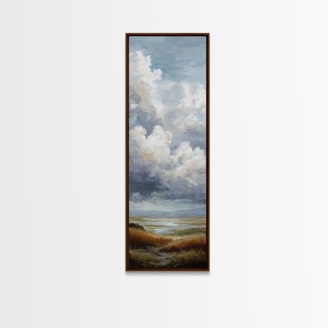 Dramatic Cloudscape over a Distant Valley Canvas Print, Above Sofa Art, Horizontal Wall Art, Living Room Decor, Statement, ASA-1x3-89