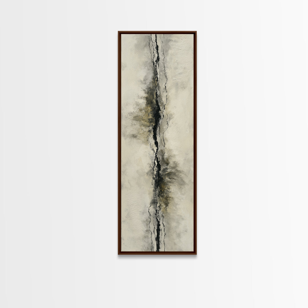 Minimal Black Ink Composition Framed Canvas Print, Above Sofa Art, Farmhouse Decor, Living Room Decor, Fine Art, Statement, ASA-1x3-92