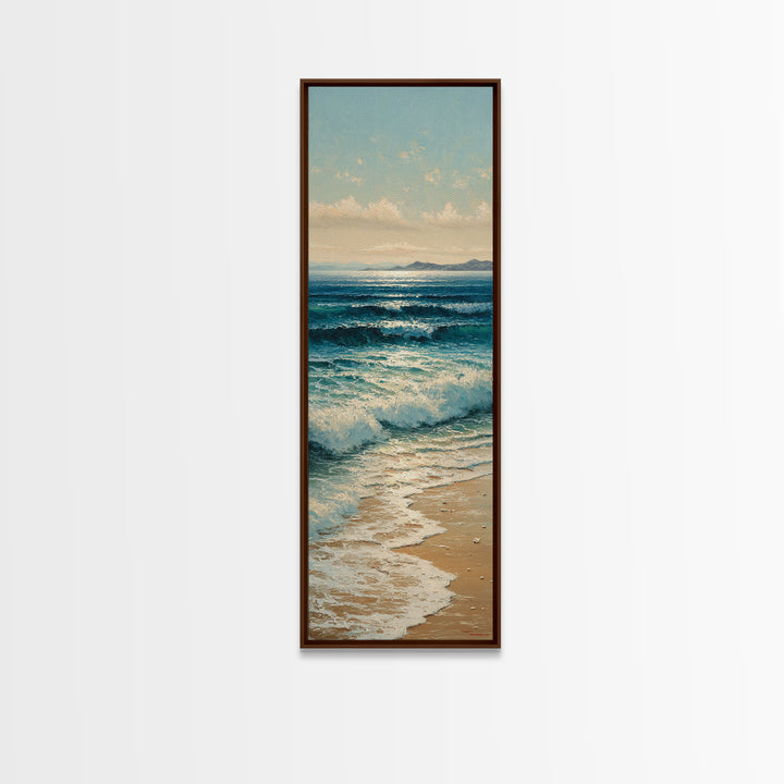 Moody Seascape at Twilight Framed Canvas Print, Above Sofa Art, Living Room Decor, Abstract Art, Statement 396, Set of Prints, ASA-1x3-96