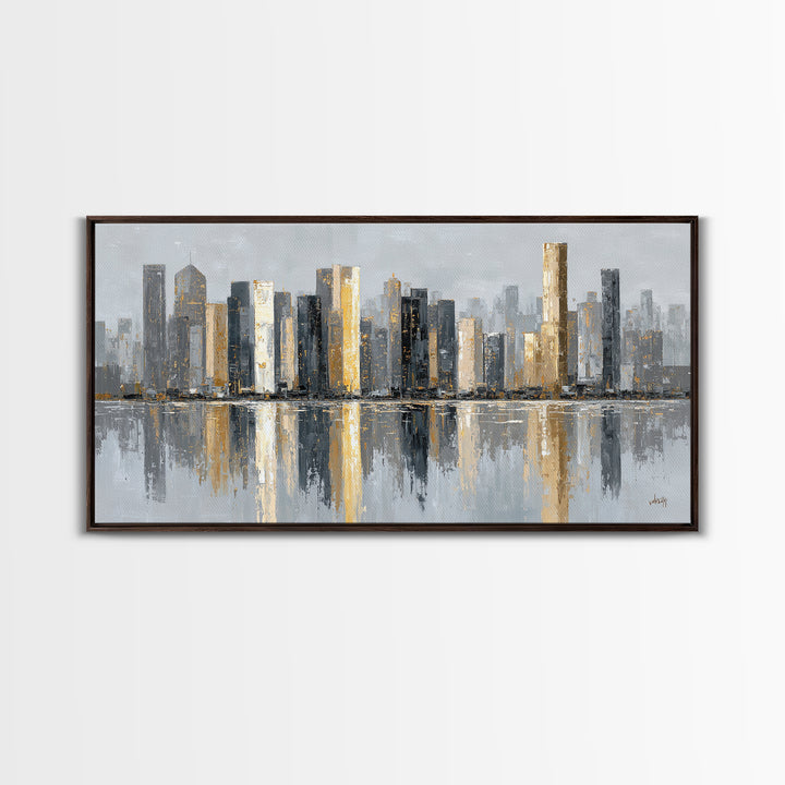 Quiet City Skyline Reduced to Elegant Shapes Canvas Print, Above Sofa Art, Gallery Decor, Living Room Decor, Statement, ASA-2x1-18