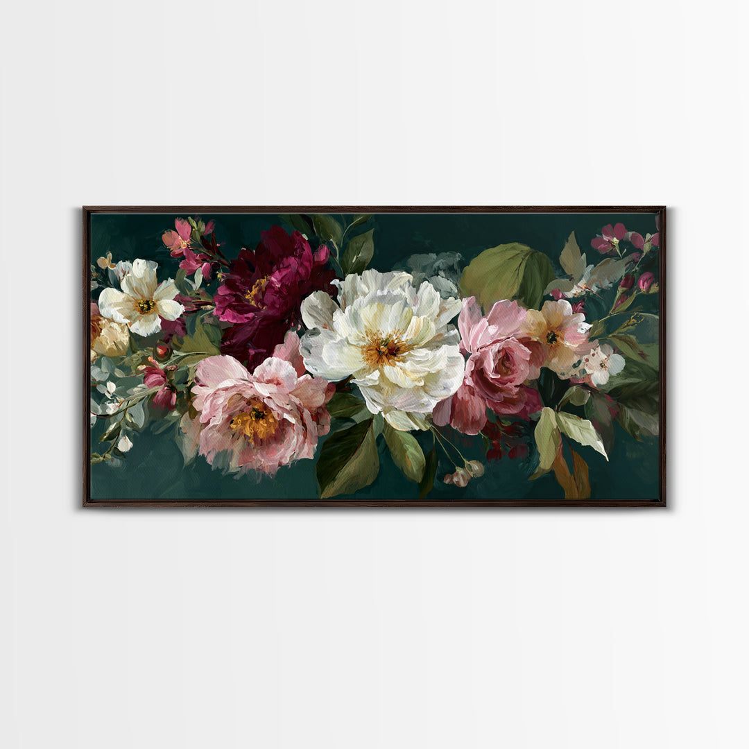 Large Expressive Floral Bouquet Canvas Print, Above Sofa Art, Neutral Decor, Living Room Decor, Fine Art, Statement, Wall Art, ASA-2x1-26