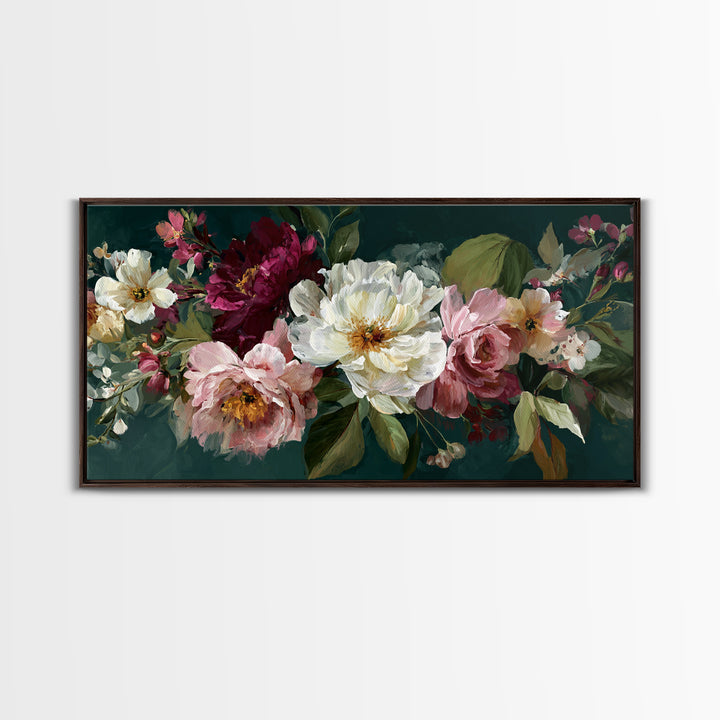 Large Expressive Floral Bouquet Canvas Print, Above Sofa Art, Neutral Decor, Living Room Decor, Fine Art, Statement, Wall Art, ASA-2x1-26