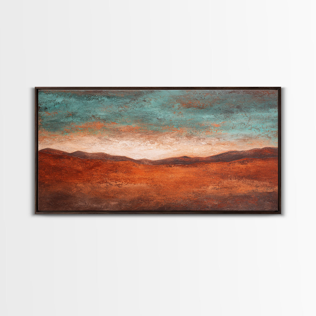 Abstract Canyon Landscape Framed Canvas Print, Above Sofa Art, Living Room Decor, Oil Painting, Statement 103, Set of Prints, ASA-2x1-3