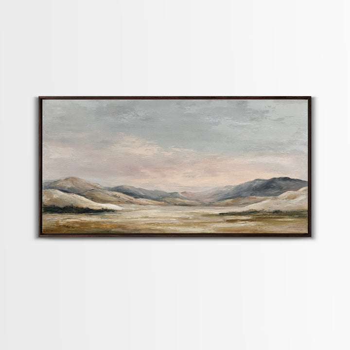Sunlit Rolling Hills Framed Canvas Print, Above Sofa Art, Boho Decor, Living Room Decor, Fine Art, Statement, Large Wall Art, ASA-2x1-37