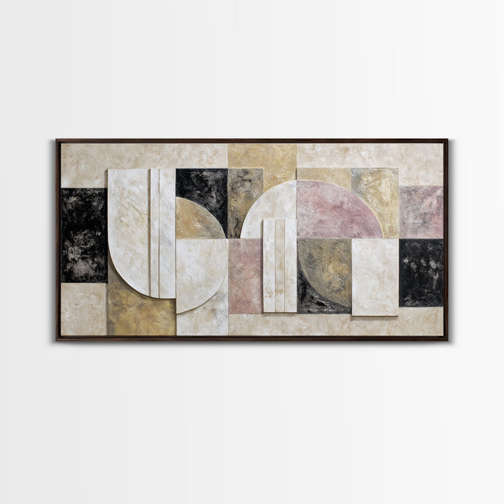 Luxury Monochrome Stone Composition Canvas Print, Above Sofa Art, Home Decor, Living Room Decor, Oil Painting, Statement, ASA-2x1-39