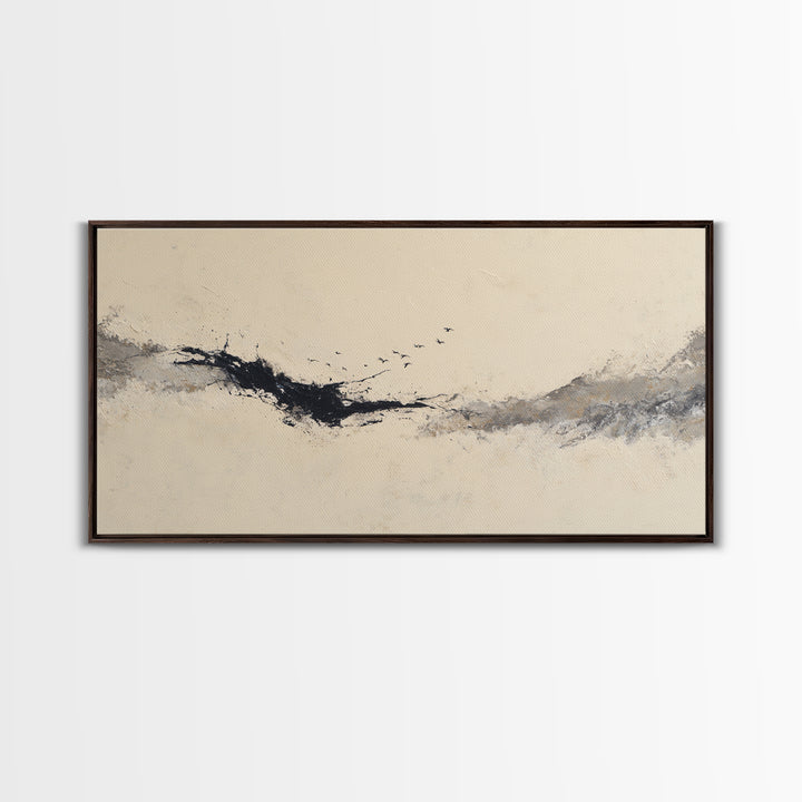 Minimal Black Ink Composition Canvas Print, Above Sofa Art, Boho Decor, Living Room Decor, Fine Art, Statement, Large Wall Art, ASA-2x1-4