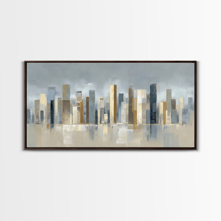 Quiet City Skyline Reduced to Elegant Shapes Canvas Print, Above Sofa Art, Gallery Decor, Living Room Decor, Statement, ASA-2x1-42