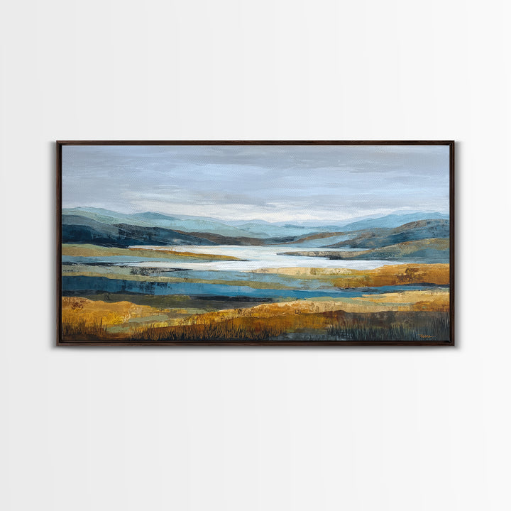 Oversized Abstract Landscape Framed Canvas Print, Above Sofa Art, Contemporary Art, Living Room Decor, Oil Painting, Statement, ASA-2x1-45