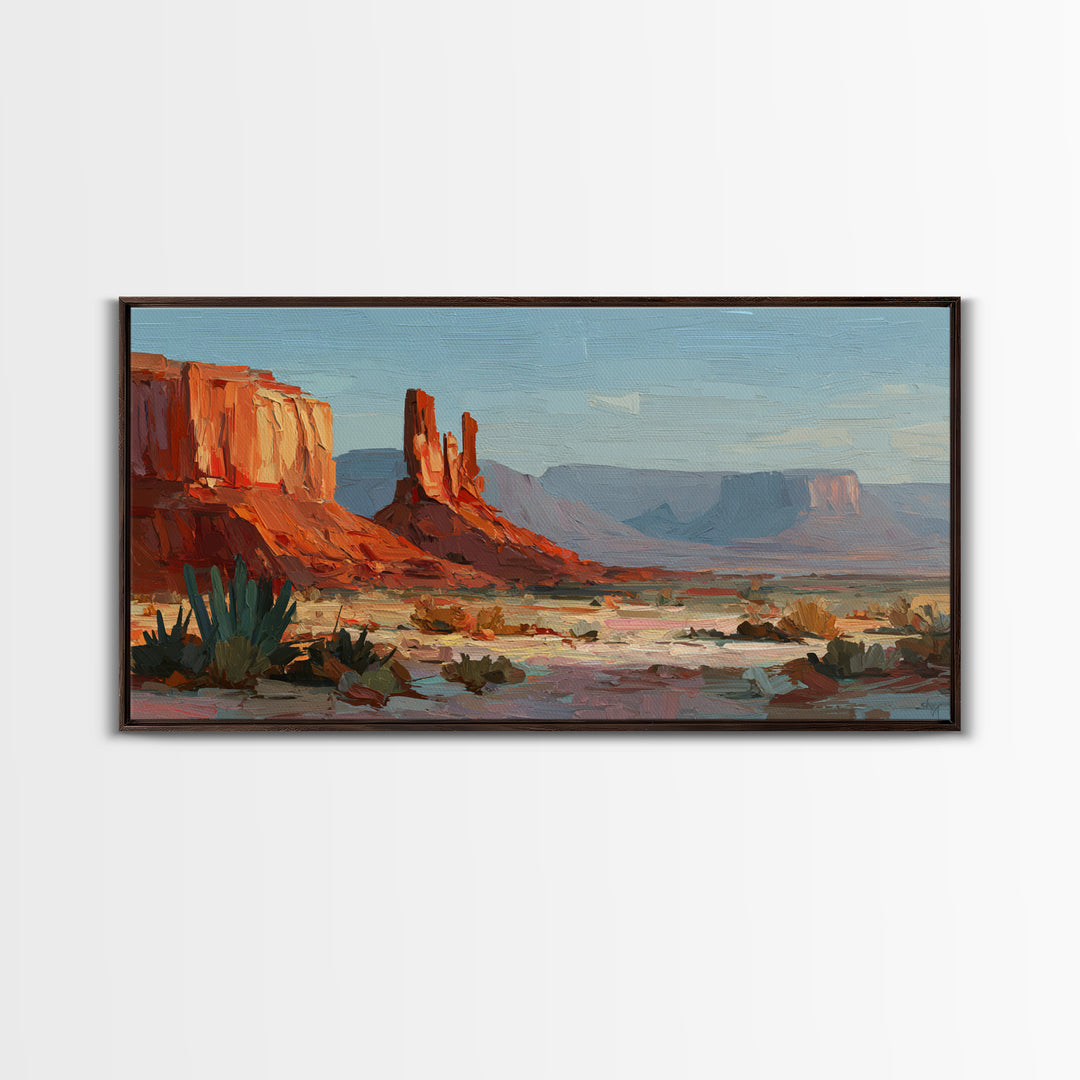 Abstract Canyon Landscape Framed Canvas Print, Above Sofa Art, Abstract Wall Art, Living Room Decor, Watercolor Art, Statement, ASA-2x1-51
