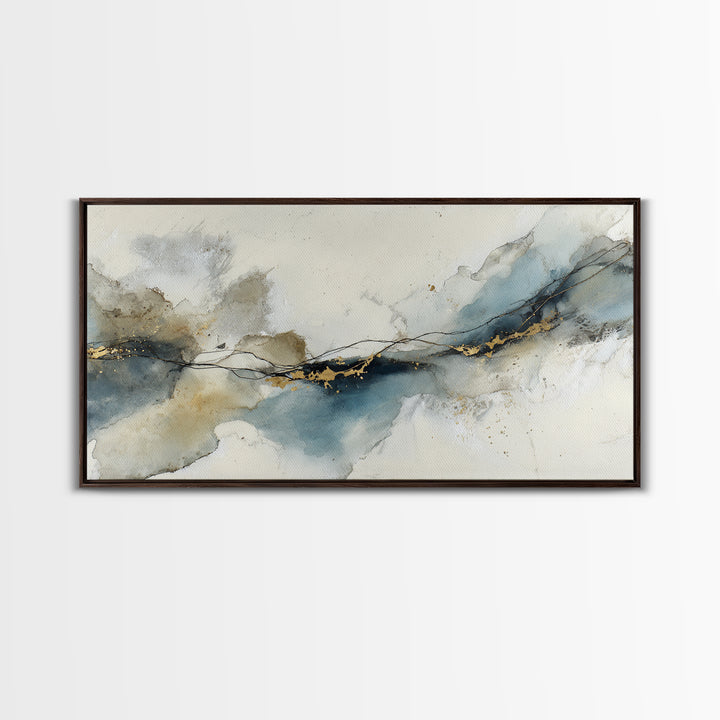 Minimal Black Ink Composition Canvas Print, Above Sofa Art, Mid Century Modern, Living Room Decor, Fine Art, Statement, ASA-2x1-52
