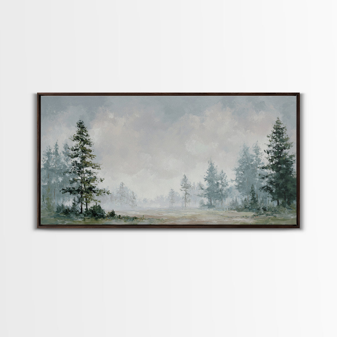 Modern Scandinavian Forest Framed Canvas Print, Above Sofa Art, Canvas Print, Living Room Decor, Fine Art, Statement, ASA-2x1-59