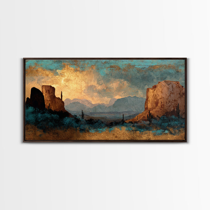 Desert Mesa Panorama Canvas Print, Above Sofa Art, Canvas Wall Art, Living Room Decor, Oil Painting, Statement, ASA-2x1-64
