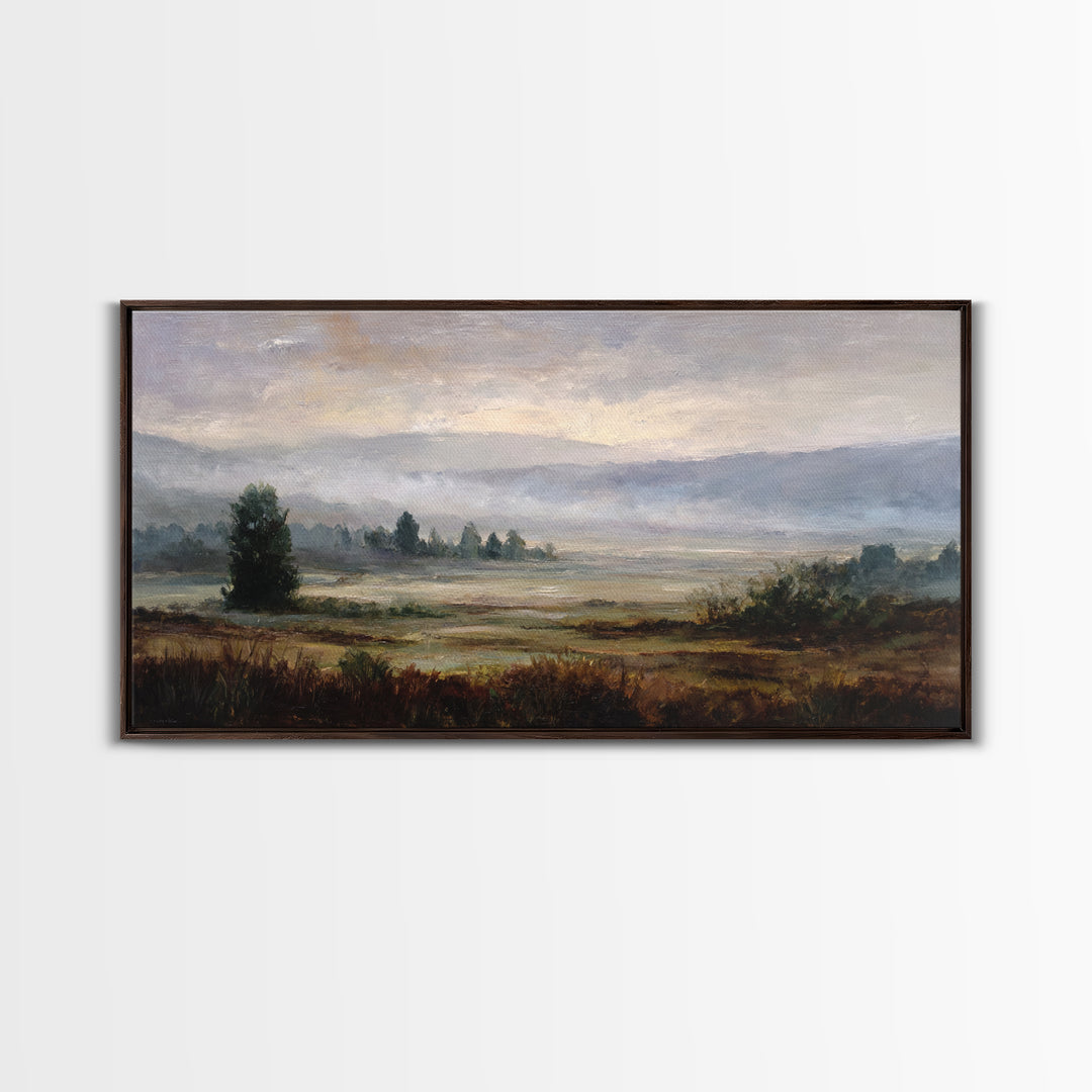 Gallery Style Landscape with Expansive Negative Space Canvas Print, Above Sofa Art, Textured Wall Art, Living Room Decor, ASA-2x1-68