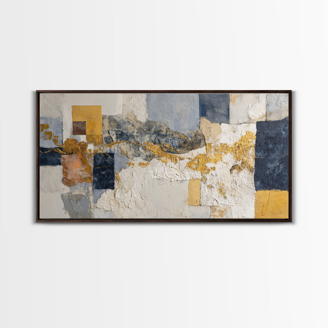Textured Plaster Abstract Framed Canvas Print, Above Sofa Art, Contemporary Art, Living Room Decor, Abstract Art, Statement, ASA-2x1-7