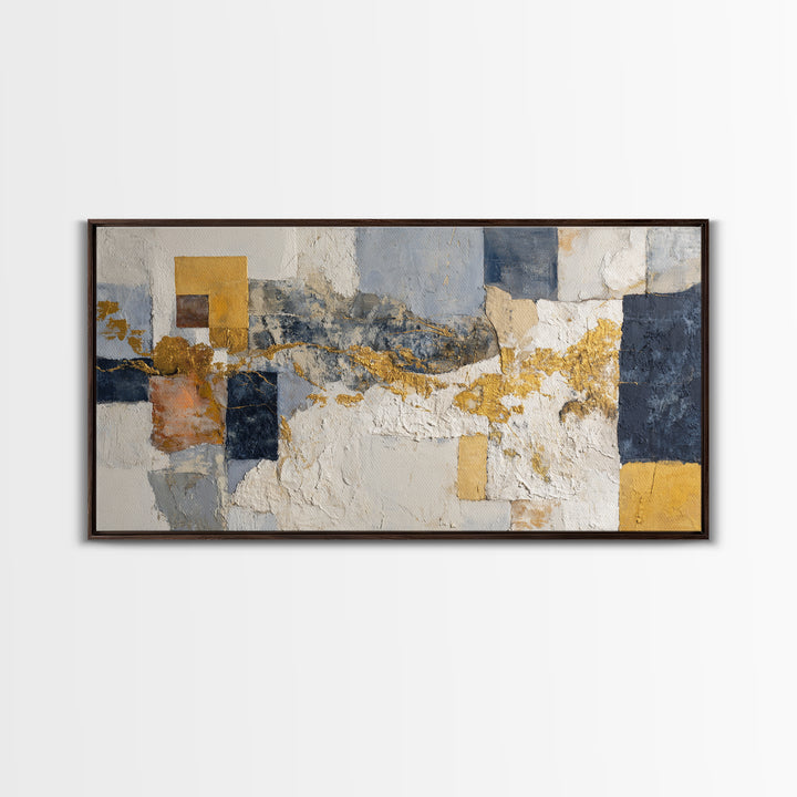 Textured Plaster Abstract Framed Canvas Print, Above Sofa Art, Contemporary Art, Living Room Decor, Abstract Art, Statement, ASA-2x1-7