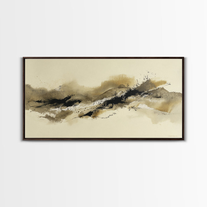 Minimal Black Ink Composition Canvas Print, Above Sofa Art, Wall Art Print, Living Room Decor, Fine Art, Statement, Modern Art, ASA-2x1-76