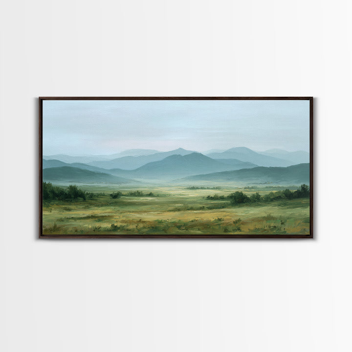 Wide Olive and Beige Meadow Panorama Canvas Print, Above Sofa Art, Art Print, Living Room Decor, Fine Art, Statement, ASA-2x1-78