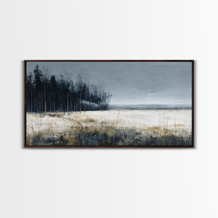 Modern Scandinavian Forest Framed Canvas Print, Above Sofa Art, Room Decor, Living Room Decor, Oil Painting, Statement, ASA-2x1-83